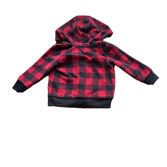 Child of Mine Plaid Red and Black Kids Hoodie with Moose Design Size 3-6 Months - Picture 3 of 6
